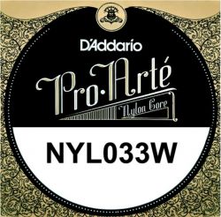 NYL033W Отдельная струна для классической гитары, нейлон/посеребренная, D'Addario