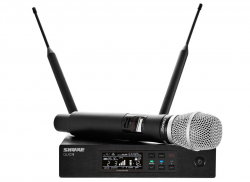 SHURE QLXD24E/SM86 G51 цифровая радиосистема с ручным микрофоном SM86, конденсаторным кардиоидным, 470-534 МГц. Черный
