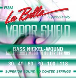 VSB6A Vapor Shield  Комплект струн для 6-струнной бас-гитары, никелированные, 30-118, La Bella
