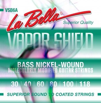 VSB6A Vapor Shield  Комплект струн для 6-струнной бас-гитары, никелированные, 30-118, La Bella