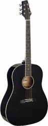 STAGG SA35 DS-BK LH - левосторонняя акустическая гитара, 20 ладов, форма Дредноут, верхняя дека: липа, задняя дека и обечайка: катальпа, гриф: катальпа, накладка: синтерическая древесина, цвет: черный