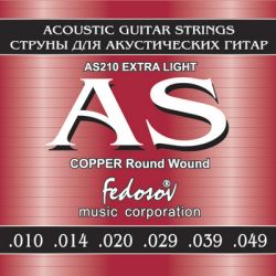 AS210 Copper Round Wound Extra Light Комплект струн для акустической гитары, медь, 10-49, Fedosov