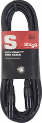STAGG SDX5-5 - DMX кабель, XLR/XLR (папа/мама) (5 контактов),, ,длина: 5 м. Цвет: черный