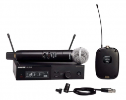 SHURE SLXD124E/85 H56 цифровая двухканальная радиосистема с ручным и петличным микрофонами: SM85 и WL185, 470-638 МГц