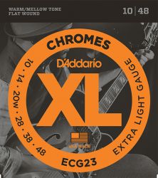 ECG23 Chromes Flat Wound Комплект струн для электрогитары, Extra Light, 10-48, D'Addario