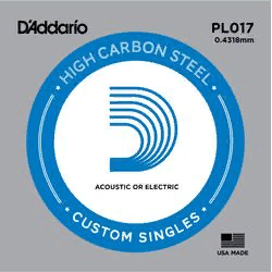 D`Addario PL017  отдельная струна 0,017", обычная сталь