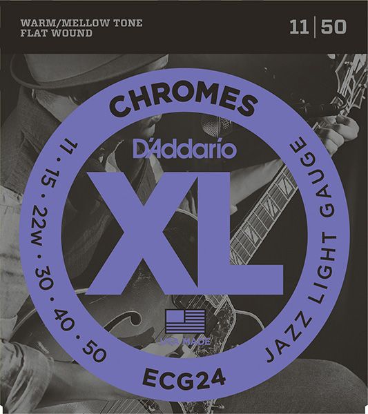 ECG24 Chromes Flat Wound Комплект струн для электрогитары, Jazz Light, 11-50, D'Addario