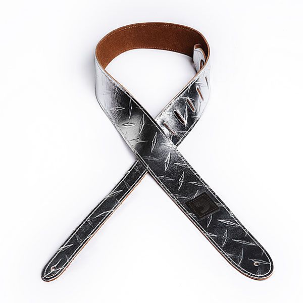 20LDP00 Diamond Plate Кожаный ремень для гитары, серебристый, тиснение, Planet Waves
