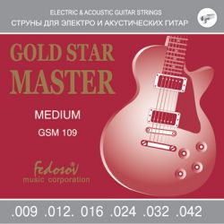 GSM109 Gold Star Master Medium Комплект струн для электрогитары, нерж. сплав, 9-42, Fedosov