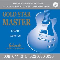 GSM108 Gold Star Master Light Комплект струн для электрогитары, нерж. сплав, 8-38, Fedosov