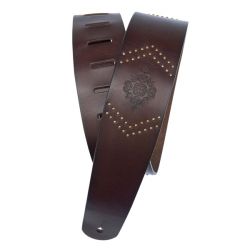 25VNER01-DX Ремень для гитары кожаный, коричневый, с гвоздиками, Planet Waves