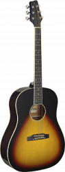 STAGG SA35 DS-VS LH - левосторонняя акустическая гитара, 20 ладов, форма Дредноут, верхняя дека: липа, задняя дека и обечайка: катальпа, гриф: катальпа, накладка: синтерическая древесина, цвет: санберст