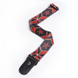 50H13 Sublimation Printed Гитарный ремень, полиэстер, рисунок «Черно-красные звезды», Planet Waves