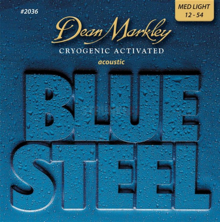 DM2036 Blue Steel Комплект струн для акустической гитары, латунь, 12-54, Dean Markley