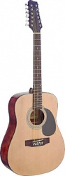 STAGG SA40D/12-N - 12-ти струнная акустическая гитара, вехняя дека: ель, задняя дека и обечайка: махагон, гриф: нато, накладка: палисандр, цвет натуральный