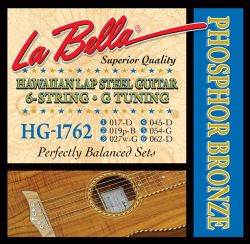 HG-1762 Комплект струн для слайд-гитары, строй G, фосфорная бронза, 17-62, La Bella
