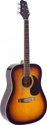 STAGG SA40D-BS акустическая гитара, верх - ель, корпус- махагон, гриф нато, накладка грифа- палисандр, колки никелерованные, diecast Цвет: коричневый санберст