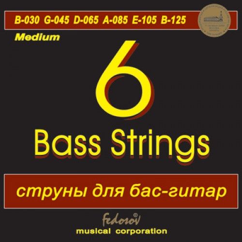 GB6-1 Комплект струн для 6-струнной бас-гитары, никель, Medium, 30-125, Fedosov