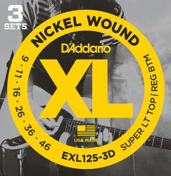 EXL125-3D Nickel Wound , SuperLightTop/Regular Bottom 9-46,  D'Addario