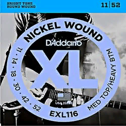 D`Addario EXL-116  струны для электрогитары, Medium Top/ Heavy Bottom, никель, 11-52