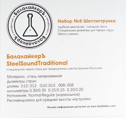 BST-06 "Шестерка" Комплект струн для традиционной 6-ти струнной балалайки, металл, БалалайкерЪ