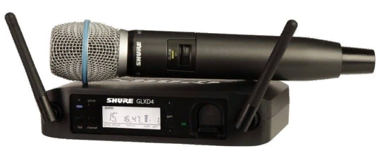 SHURE SLXD24E/B87A H56 цифровая радиосистема с ручным микрофоном Beta 87A, конденсаторным суперкардиоидным, 470-638 МГц. Черный