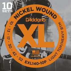 EXL140-10P Nickel Wound , Light Top/Heavy Bottom, 10-52,  D'Addario