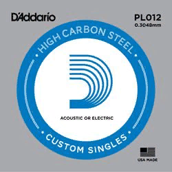 D`Addario PL012  отдельная струна 0,012", обычная сталь