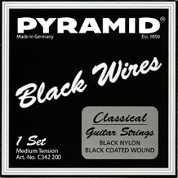 C342200 Black Wires Комплект струн для классической гитары, черные, медь, Pyramid