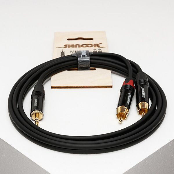 MJ2RCA-2m Y-кабель миниджек - 2 RCA с литым копусом и позолоченными контактами, 2м, SHNOOR