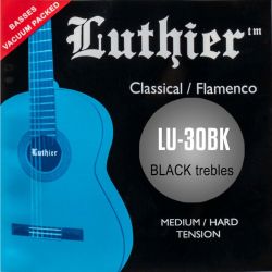 LU-30BK Комплект струн для классической гитары, средне-сильное натяжение, черный нейлон, Luthier