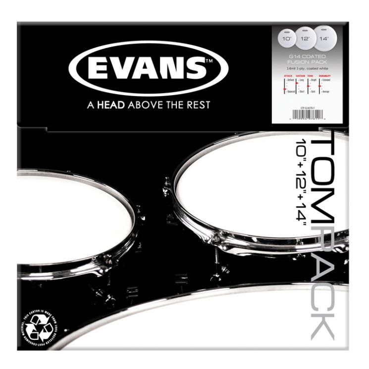 ETP-G14CTD-F G14 Coated Fusion Набор пластика для том барабана 10"/12"/14", Evans