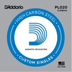D`Addario PL020  отдельная струна 0,020", обычная сталь
