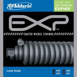 EXP165 Coated Комплект струн для бас-гитары, Light Top/Medium Bottom, 45-105, Long Scale, D'Addario