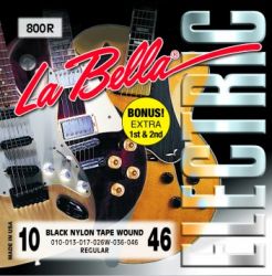 800R Black Nylon  Regular, 10-46, La Bella