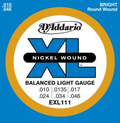 EXL111 Nickel Wound Струны для электрогитары, сбаланс. натяжение, Regular Light, 10-46, D'Addario