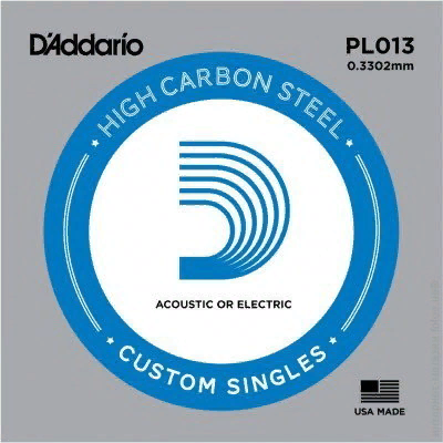 Струна первая, вторая DR PL-013 (0,13) (E,B) для электро или акустических гитар, гладкая (без обмотки), материал - сталь