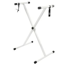 Стойка клавишная DEKKO JR-801 WH X-образная, одинарная, складная, металлический дисковый замок, 2 ремня для фиксации синтезатора, цвет - белый