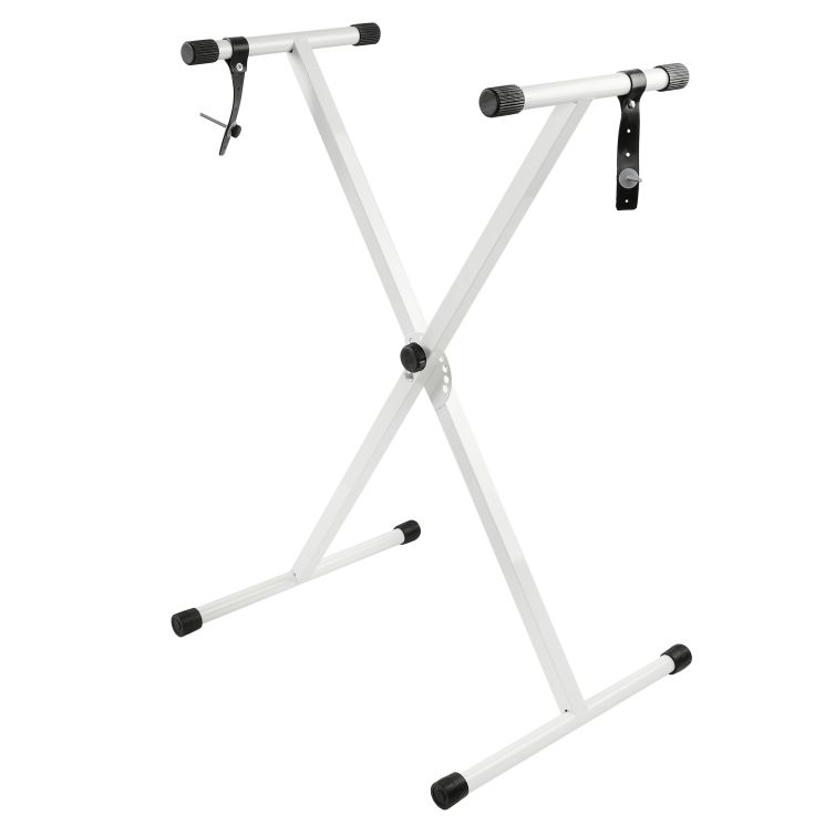Стойка клавишная DEKKO JR-801 WH X-образная, одинарная, складная, металлический дисковый замок, 2 ремня для фиксации синтезатора, цвет - белый
