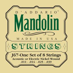 J67 Комплект струн для мандолины, никель, D'Addario