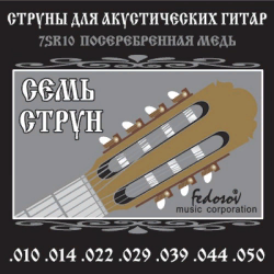Струны для 7-струнной акустических гитар FEDOSOV 7SR10 ( .010 - .050), навивка из посеребренной меди на граненом керне