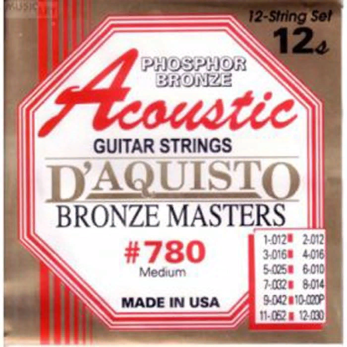 Струны для 12-ти струнной акустической гитары D'Aquisto 760M 10-27+10-48, фосфор-бронза