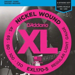 D`Addario EXL-170-5  Струны для пятиструнной бас-гитары , Nickel, Soft 45-130, long