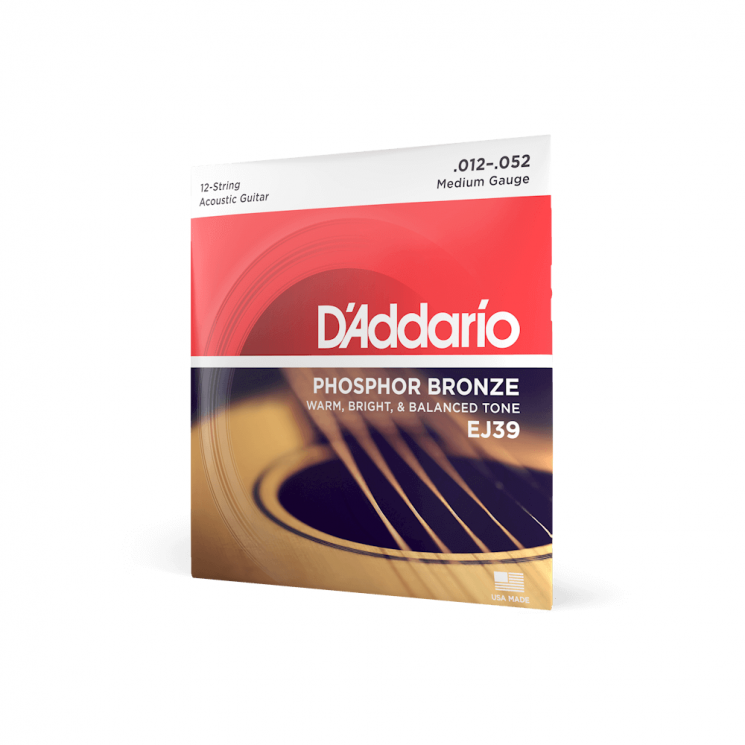 Струны для 12-ти струнной акустической гитары D'ADDARIO EJ39
