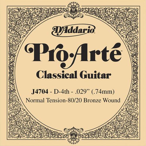 J4704 Отдельная 4-ая струна для акустической гитары, бронза 80/20, 029, D'Addario