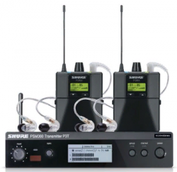 SHURE P3TERA215TWP K3E Система персонального мониторинга двухканальная PSM300, 606-630 МГц, 2 металлических бодипака P3RA, 2 наушников SE215CL