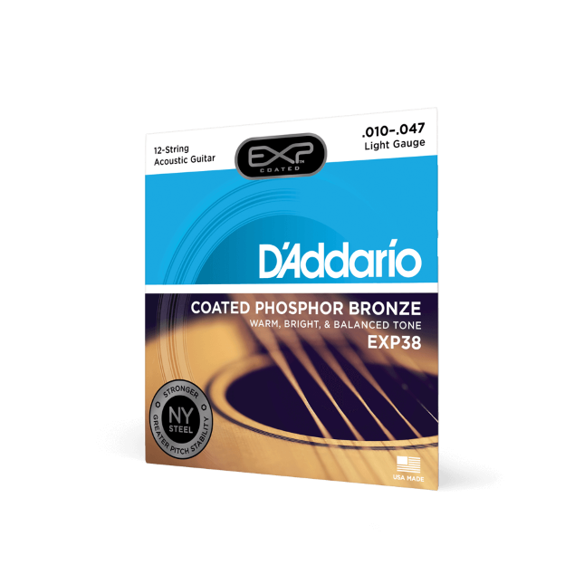 Струны для 12-ти струнной акустической гитары D'ADDARIO EXP38