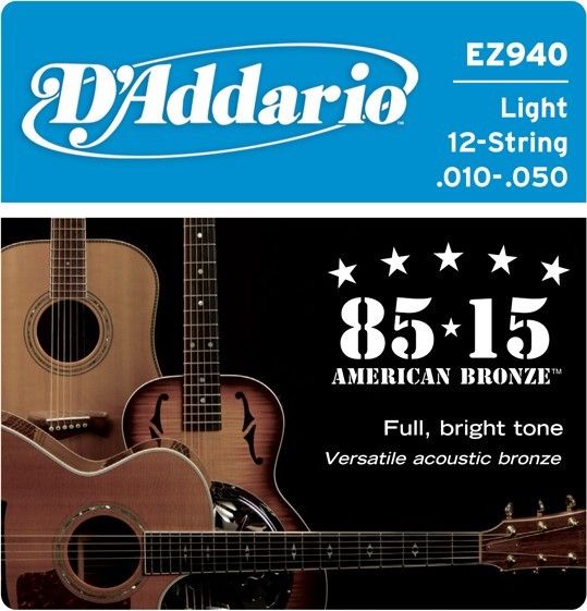 Струны для 12-ти струнной акустической гитары D'ADDARIO EZ940