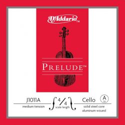 J1011A-4/4M Prelude Отдельная струна А/Ля для виолончели размером 4/4, алюминий, ср. нат., D'Addario