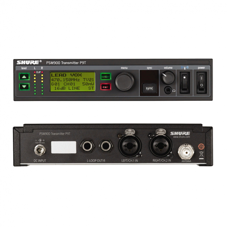 SHURE P9TE L6E Одноканальный передатчик персонального мониторинга PSM900, 656 - 692МГц, выносные антенны 1/2-волны, рековый